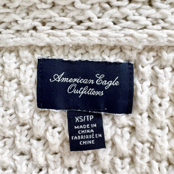 American Eagle cream knit off the shoulder sweater dress winter fall neutral Y2K - Picture 4 of 4